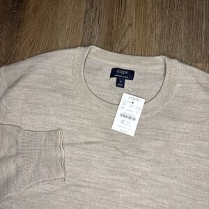 J Crew Merino Wool Blend Crewneck Sweater Mens Medium Tan Lightweight Pullover
